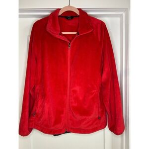 BeBe‎ Georgio Womens Red Fleece Zip Up Jacket Cozy Warm Full Zip